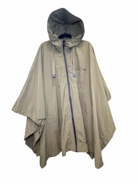 ZARA | olive green oversized hooded poncho cape